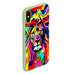 Чехол iPhone XS Max матовый Лев Artistic Art, цвет: 3D-салатовый — фото 2