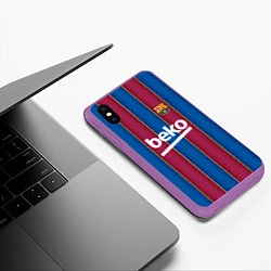 Чехол iPhone XS Max матовый FC Barcelona 2021, цвет: 3D-фиолетовый — фото 2