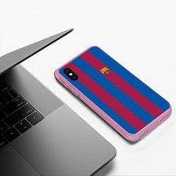 Чехол iPhone XS Max матовый FC Barcelona 2021, цвет: 3D-розовый — фото 2