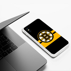 Чехол iPhone XS Max матовый BOSTON BRUINS NHL, цвет: 3D-белый — фото 2