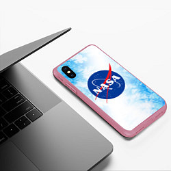 Чехол iPhone XS Max матовый NASA НАСА, цвет: 3D-малиновый — фото 2