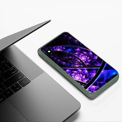 Чехол iPhone XS Max матовый Фрактал линии, цвет: 3D-темно-зеленый — фото 2