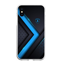 Чехол iPhone XS Max матовый Lamborghini, цвет: 3D-белый