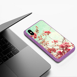 Чехол iPhone XS Max матовый Цветы, цвет: 3D-фиолетовый — фото 2