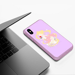 Чехол iPhone XS Max матовый Сейлор Мун и Чиби Мун, цвет: 3D-сиреневый — фото 2
