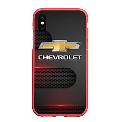 Чехол iPhone XS Max матовый CHEVROLET, цвет: 3D-красный