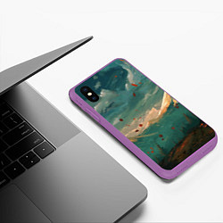 Чехол iPhone XS Max матовый Горы, цвет: 3D-фиолетовый — фото 2