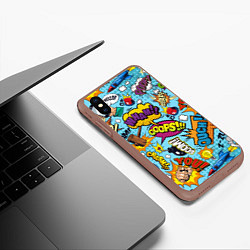 Чехол iPhone XS Max матовый Pop art comics, цвет: 3D-коричневый — фото 2