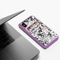 Чехол iPhone XS Max матовый Ахегао Ahegao, цвет: 3D-фиолетовый — фото 2