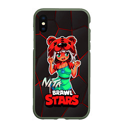 Чехол iPhone XS Max матовый Nita Brawl Stars, цвет: 3D-темно-зеленый