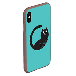 Чехол iPhone XS Max матовый Чёрный котя, цвет: 3D-коричневый — фото 2