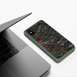 Чехол iPhone XS Max матовый Застывшая лава, цвет: 3D-темно-зеленый — фото 2