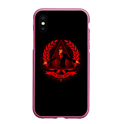 Чехол iPhone XS Max матовый Death Note, цвет: 3D-малиновый