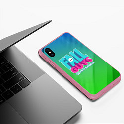 Чехол iPhone XS Max матовый FALL GUYS, цвет: 3D-малиновый — фото 2