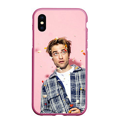 Чехол iPhone XS Max матовый ROBERT PATTINSON, цвет: 3D-малиновый