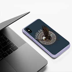 Чехол iPhone XS Max матовый Летящий орёл, цвет: 3D-светло-сиреневый — фото 2