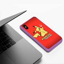 Чехол iPhone XS Max матовый Pikachu Pika Pika, цвет: 3D-фиолетовый — фото 2