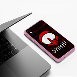 Чехол iPhone XS Max матовый AMONG US - SHHH!, цвет: 3D-розовый — фото 2