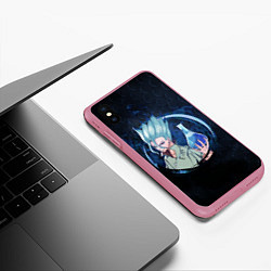 Чехол iPhone XS Max матовый Dr Stone, цвет: 3D-малиновый — фото 2