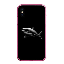 Чехол iPhone XS Max матовый Акула, цвет: 3D-малиновый
