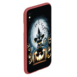 Чехол iPhone XS Max матовый Хэллоуин Кот, цвет: 3D-красный — фото 2