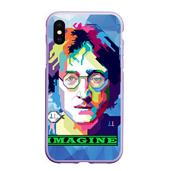 Чехол iPhone XS Max матовый Джон Леннон Imagine, цвет: 3D-светло-сиреневый