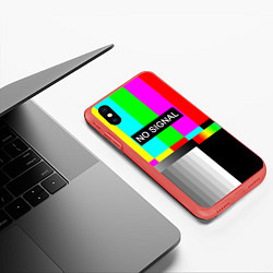 Чехол iPhone XS Max матовый NO SIGNAL, цвет: 3D-красный — фото 2