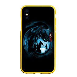 Чехол iPhone XS Max матовый Как приручить дракона, цвет: 3D-желтый
