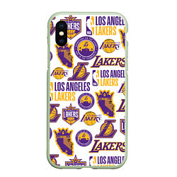 Чехол iPhone XS Max матовый LAKERS LOGO, цвет: 3D-салатовый