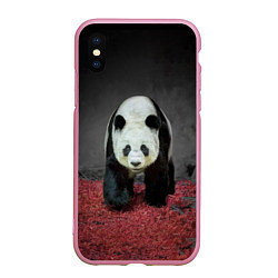 Чехол iPhone XS Max матовый ПАНДА, цвет: 3D-розовый