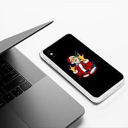 Чехол iPhone XS Max матовый Crazy Santa, цвет: 3D-белый — фото 2
