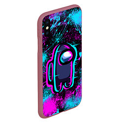 Чехол iPhone XS Max матовый NEON AMONG US, цвет: 3D-малиновый — фото 2