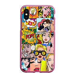 Чехол iPhone XS Max матовый Pop Art, цвет: 3D-малиновый