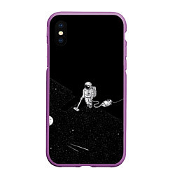 Чехол iPhone XS Max матовый Космический клининг, цвет: 3D-фиолетовый