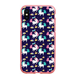 Чехол iPhone XS Max матовый Unicorn pattern, цвет: 3D-баблгам