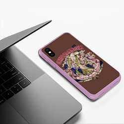 Чехол iPhone XS Max матовый Индеец в волчьей шкуре, цвет: 3D-сиреневый — фото 2