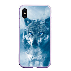 Чехол iPhone XS Max матовый Волк, цвет: 3D-светло-сиреневый