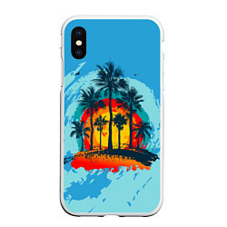 Чехол iPhone XS Max матовый Море Пальмы Песок, цвет: 3D-белый
