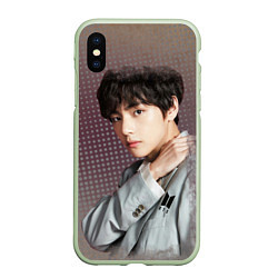 Чехол iPhone XS Max матовый BTS Ким Тэ Хён, цвет: 3D-салатовый