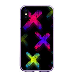Чехол iPhone XS Max матовый Крестики, цвет: 3D-светло-сиреневый
