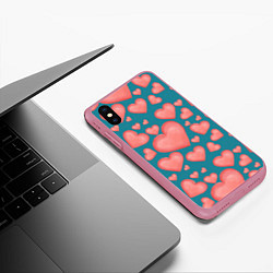 Чехол iPhone XS Max матовый Любовь, цвет: 3D-малиновый — фото 2