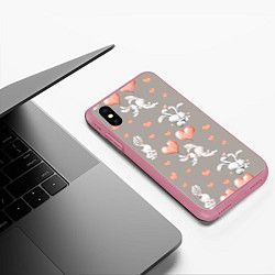 Чехол iPhone XS Max матовый Влюбленные, цвет: 3D-малиновый — фото 2