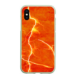 Чехол iPhone XS Max матовый Молния, цвет: 3D-салатовый