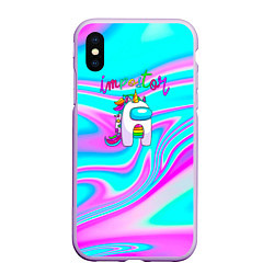 Чехол iPhone XS Max матовый Impostor Unicorn, цвет: 3D-сиреневый