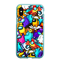 Чехол iPhone XS Max матовый AMONG US, цвет: 3D-мятный