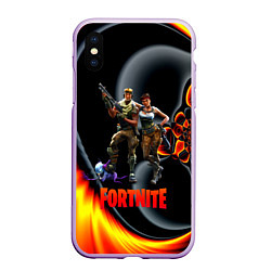 Чехол iPhone XS Max матовый FORTNITE S, цвет: 3D-сиреневый