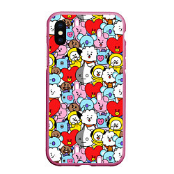 Чехол iPhone XS Max матовый BT21 BTS, цвет: 3D-малиновый