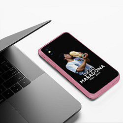 Чехол iPhone XS Max матовый Diego Maradona, цвет: 3D-малиновый — фото 2