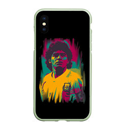 Чехол iPhone XS Max матовый Diego Maradona, цвет: 3D-салатовый