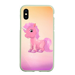 Чехол iPhone XS Max матовый Unicorn, цвет: 3D-салатовый